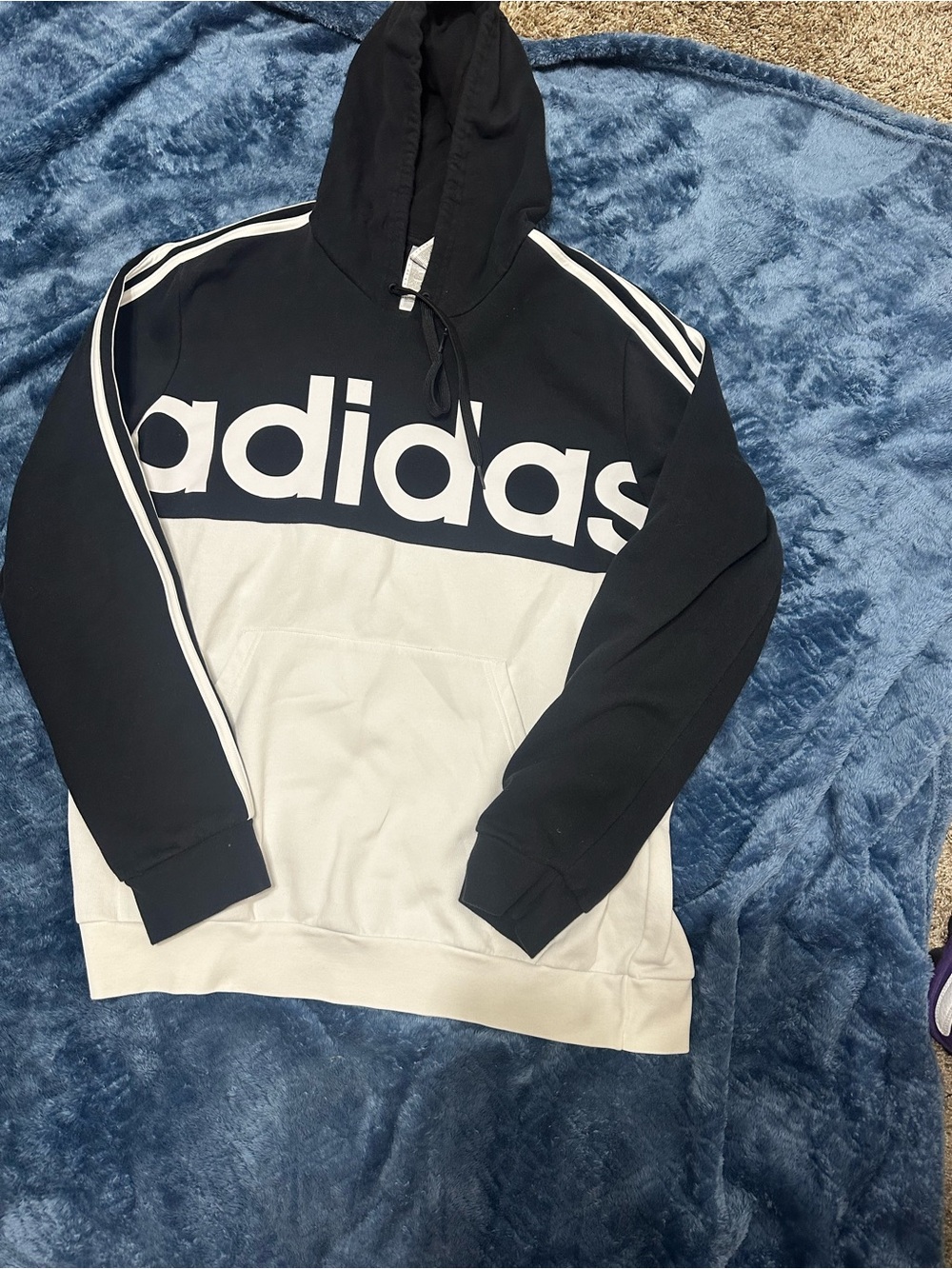 adidas Black and White Logo Pullover Hoodie